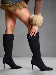 CUCCOO SZL Women's Fashionable Black Mid-Calf Boots - Black - View 8