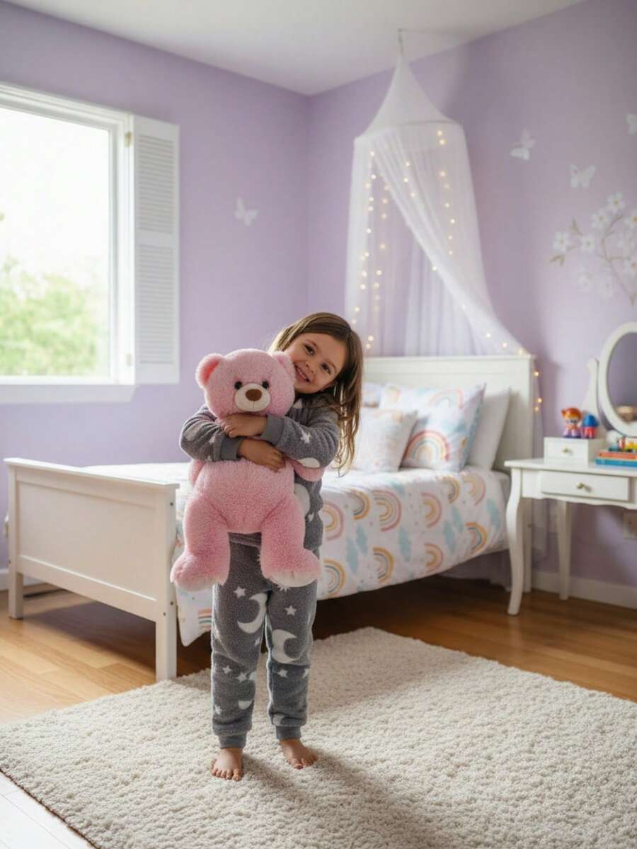 Pijama Para Niña Afelpada de Lunas que Brilla en La Oscuridad - Gris Oscuro - Ver 1