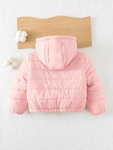 Cozy Pixies Baby Girl Strawberry Pattern Hooded Thick Padded Coat - Pink - View 2