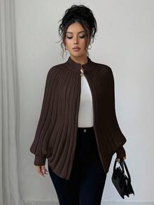 Elenzga Women's Elegant Knit Cardigan With Metal Button Design, Simple Yet Sophisticated Lady-Like Style, Suitable For Autumn/Winter - Coffee Brown - View 3