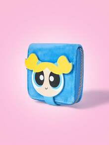 THE POWERPUFF GIRLS X SHEIN 蓝色毛绒五角星拉环时尚可爱便携式零钱包 - 藍色 - 查看 2