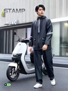 SHEIN Men's Waterproof Rain Gear Set - Durable PVC Material, Thick Waterproof Fabric, Breathable Suitable For Motorcycle Riding, Outdoor Sports And Travel - Multicolor - View 30