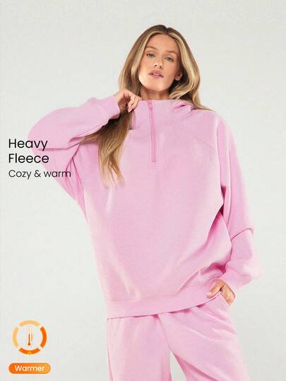 GLOWMODE Heavyweight Fleece Oversized Hoodie Jacket Side Pocket Thick Thermal Warm Winter