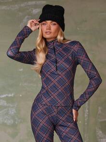 Athîral بدلة رياضية كاجوال للنساء مكونة من جاكيت سحاب وبنطلون مخطط