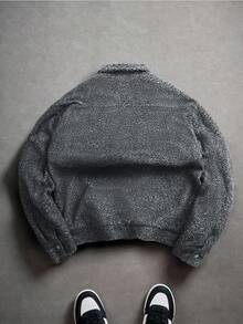 Manfinity Roghcode Men's Casual INS Street Style Solid Color Jacket, For Fall - Light Grey - View 4