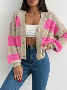 EURMUSE Women's Casual Minimalist Cardigan, For Daily Wear - Pink - View 3