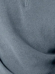 Manfinity Mode 男士简约纯色罗纹针织半拉链插肩袖毛衣，秋冬 - 淺藍色 - 查看 7