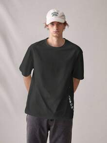 SWAVVY Loose Fit Men's Knitted Leisure Printed T-Shirt - Grey - View 6