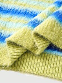 ROMWE MEN Prep Cardigan casual a maniche lunghe con righe, monopetto, in maglia, per uomo, autunno/inverno - Verde - Visualizzare 7