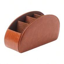 Soporte para control remoto con 5 compartimentos - Organizador de escritorio de cuero sintético PU para guardar controles de TV, DVD, Blu-Ray, reproductor multimedia, calentador, color negro