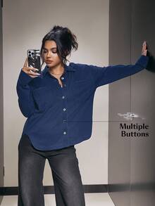 Flexra Women's Casual Basic Button-Up Long Sleeve Denim Jacket - Dark Wash - View 4