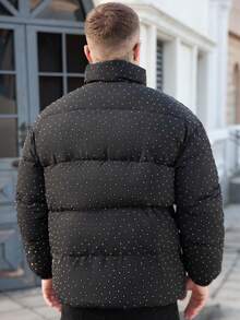 Manfinity Homme Manteau d'hiver à col montant et manches longues de couleur unie pour hommes