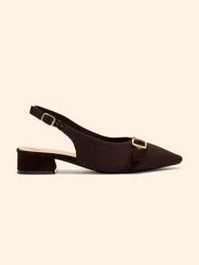 CUCCOO BASICS Sapatilhas femininas confortáveis de tecido com strass e bico fino - Castanho Café - Ver 7