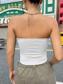 Tseoso 95% 纯棉女式黑色抹胸紧身休闲上衣，适合所有季节，可爱，适合夏季和秋季，复古，可爱的夏季上衣，柔软女孩，家居，返校，秋季女装，多功能，乡村，运动，俱乐部，初秋 - 白色 - 查看 7