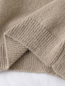 SHEIN 少女超甜美可爱娃娃细节刺绣领圆领灯笼袖厚针织毛衣，适合秋冬