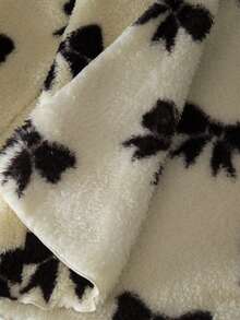 Sparklyn Tween 女童休闲百搭蝴蝶结提花羊毛连帽长款开衫，适合居家、上学、日常穿着、秋冬季 - 杏色 - 查看 6