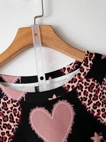 EMERY ROSE Felpa casual e versatile con stampa full-print sfumata rosa, cuori leopardati e stelle, adatta per donna taglia comoda, ideale per autunno/inverno, Ognissanti, Natale - Multicolore - Visualizzare 4