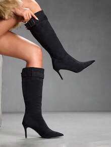 CUCCOO SZL Women's Fashionable Black Mid-Calf Boots - Black - View 11