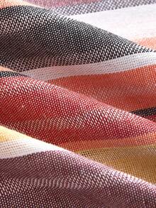 SHEIN Essnce 3 件套女士休闲简约度假风格几何面料黑白裤，彩色条纹几何面料裤，腰带口袋直筒裤套装，适合初秋穿着 - 彩色 - 查看 4