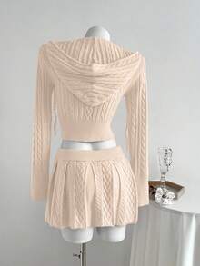 SHEIN Unity Bộ 2 áo len dệt kim bó sát đa năng thường ngày - Màu Khaki - Xem 2