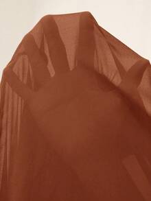 Aveloria Rosie 轻盈飘逸的雪纺褶皱加大码高腰长袖连衣裙 - 咖啡棕 - 查看 7