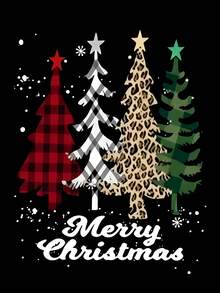 EMERY ROSE Camiseta de Natal Plus Size, Camiseta com estampa de streetwear Plus Size, Blusa casual e confortável, Clima de férias - Preto - Ver 3
