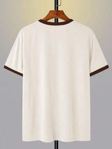 Manfinity Dauomo Camiseta casual de manga corta con cuello redondo y ribete de contraste para hombres - Multicolor - Ver 2