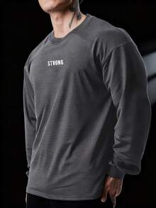 Manfinity Sport Corelite Men's Letter Print Round Neck Long Sleeve Daily Fitness Sport T-Shirt Workout Clothes Running Tees & Tanks Workout Tops Gym Top Fall Breathable