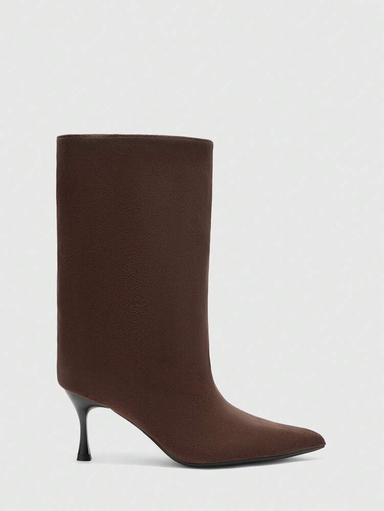 CUCCOO BIZCHIC Women's Pointed Toe Fashion Daily Wear High Heel Mid-Calf Boots For Christmas