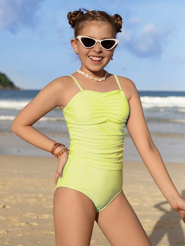 SHEIN Bikini de dos piezas a rayas para niñas preadolescentes