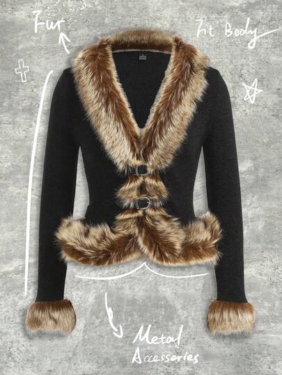 Y2Kool BiGraphic Cárdigan de parche de piel sintética negra estilo vintage punk, chaqueta casual de mujer adecuada para fiesta de otoño/invierno, idea de combinación de uso diario, cárdigan negro mujer, chaqueta de piel mujer ropa de invierno, chales para mujer, chaqueta negra mujer, blazers de mujer, colección de ropa de estilo, atuendos de Año Nuevo