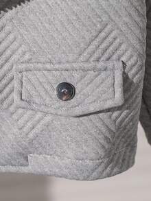 SHEIN Playful Pals 婴幼儿男童格纹绗缝领长袖夹克，时尚百搭，适合秋冬季