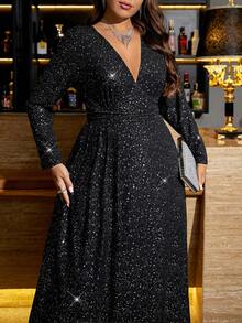 Gownix 大码时尚闪光派对连衣裙 - 黑色 - 查看 3