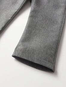 SHEIN Pantalones casuales de color liso con bolsillos para niño pequeño - Gris Oscuro - Ver 5