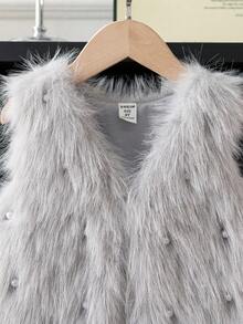 Elladie kids 1 szt. Wysokiej jakości, nowa, ciepła, modna, uniwersalna kamizelka bez rękawów dla dziewcząt, jednolity kolor, ciemnoszary, odpowiednia na wyjścia, do szkoły, na co dzień, jako warstwa zewnętrzna, na spotkania, na wiosnę/jesień/zimę, kamizelka o regularnym kroju