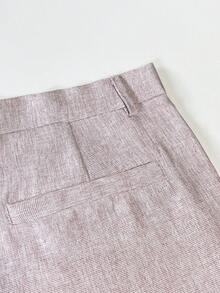 Manfinity Mode 1套前扣口袋长袖西装外套和裤子套装 - 藕粉色 - 查看 8