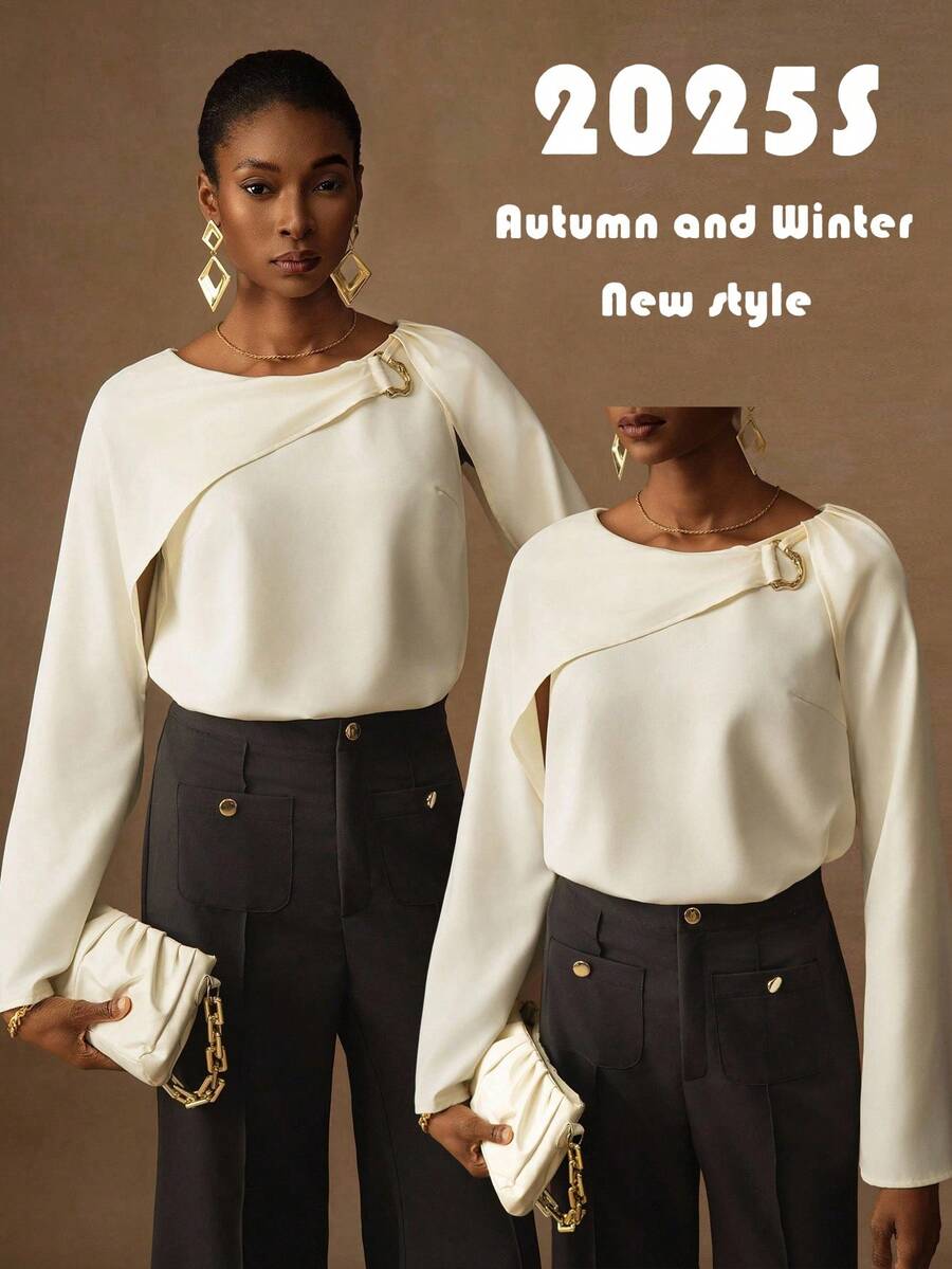 Vesra Women's Solid Color Flare Sleeve Elegant Blouse Fall Cloth For Women