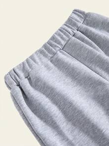 SHEIN Vacaura Tween Boy Casual Color Block Letter Print Jacket And Pants Set, Autumn - Grey - View 6