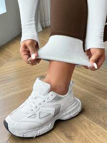 SHEIN EZwear Plus Size Women's High Waist Thick Warm Leggings For Autumn And Winter Thermal