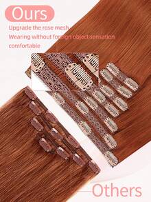 7片装，含20个夹子，直发夹式接发，100%真人发，33号姜黄色，14-22英寸，115克，双层缝制，隐形夹式接发，Remy天然真人发，适合女性和女孩日常使用。