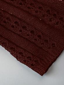 Celisse Women's Solid Color Bell Sleeve Cropped Lightweight Cardigan - Redwood - View 3