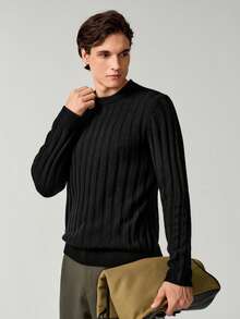 RONVEXI Men's Casual Solid Color Ribbed Crew Neck Long Sleeve Sweater, Fall/Winter - Multicolor - View 6