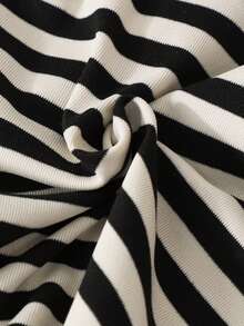 SHEIN 女童黑白条纹小马印花 Polo 衫，春秋季 - 彩色 - 查看 4