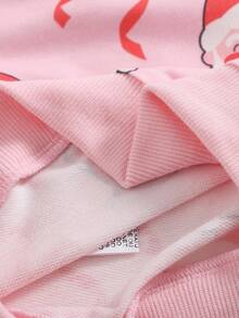 Playful Pals 2件套女婴圣诞老人蝴蝶结印花长袖运动衫和裤子套装 - 粉色 - 查看 9