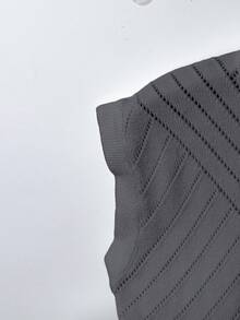 GlowEve Blusa de punto de unicolor versátil y casual - Gris - Ver 5
