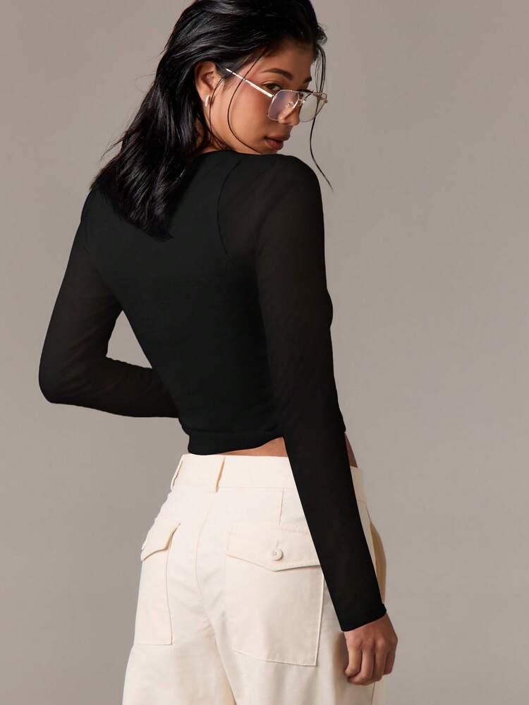 Long Sleeve Layered Crop Top