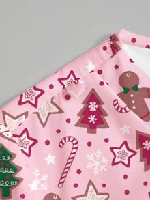 PopScrub Set Seragam Medis Wanita Atasan dan Celana Panjang Lengan Pendek Leher V dengan Motif Kartun Manusia Kue Jahe, Kado, Pohon Natal & Bintang Hati - MultiWarna - View 8