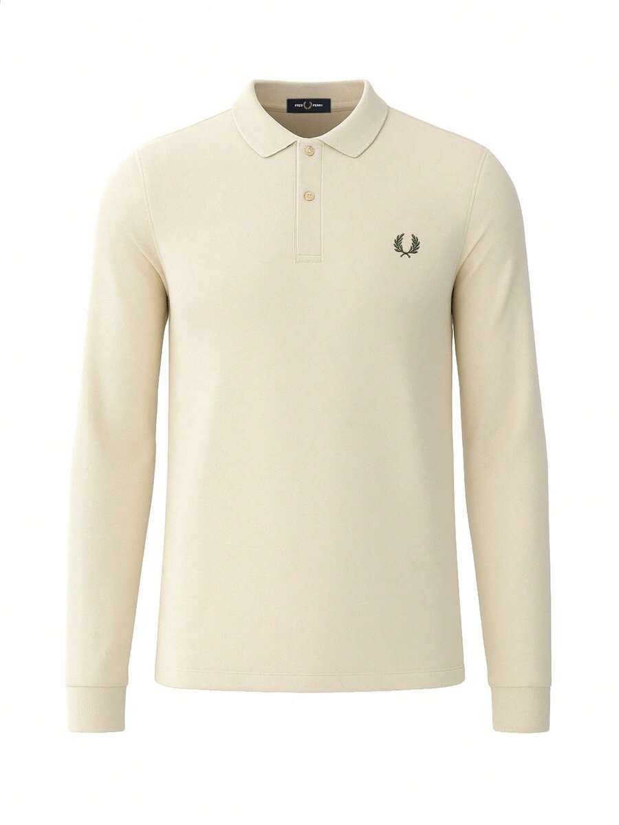 Fred Perry Men's Long Sleeve Polo Shirt Beige - Beige - View 1