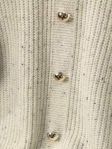 Elenzga Casual Commuter Comfortable Thick Knit Textured White & Black Polka Dot Long Sleeve Mock Neck Sweater, Suitable For Autumn/Winter Fall Cloth For Women - White - View 4