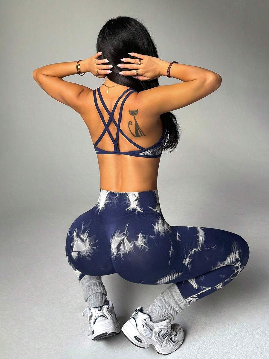 Slayoga Nahtloser, hochelastischer Sport-Yoga-Fitness-BH und Shorts Set